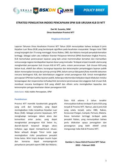 STRATEGI PENGUATAN INDEKS PENCAPAIAN SPM SUB URUSAN KLB DI NTT